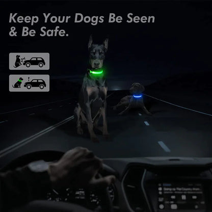 LED Adjustable Dog Collar Blinking Flashing Light