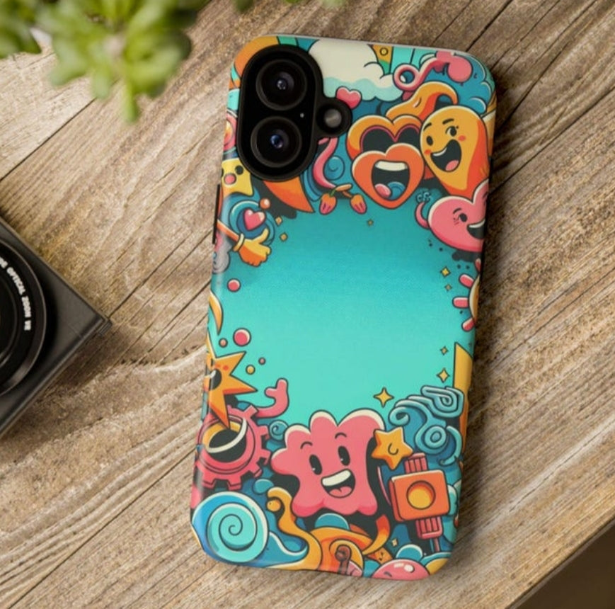 Playful Cartoon Hearts - Vibrant Phone Case Design