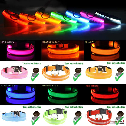 LED Adjustable Dog Collar Blinking Flashing Light