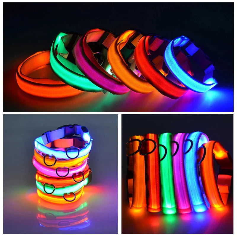 LED Adjustable Dog Collar Blinking Flashing Light