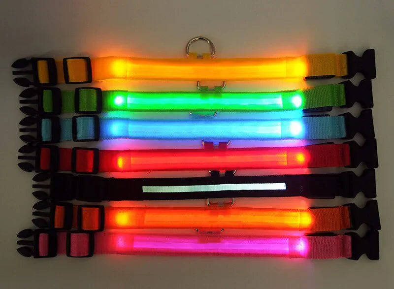 LED Adjustable Dog Collar Blinking Flashing Light