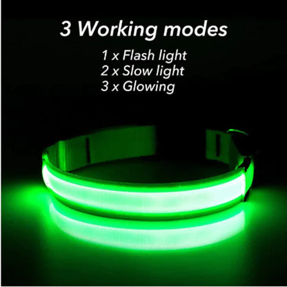 LED Adjustable Dog Collar Blinking Flashing Light