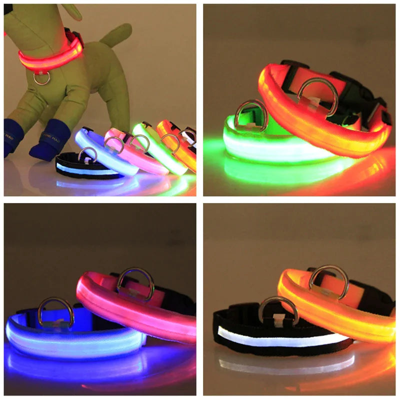 LED Adjustable Dog Collar Blinking Flashing Light