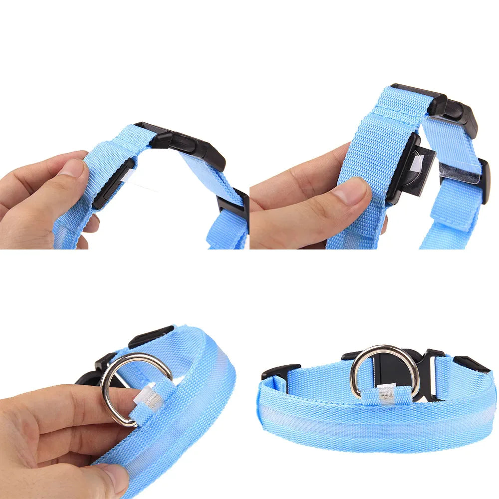 LED Adjustable Dog Collar Blinking Flashing Light